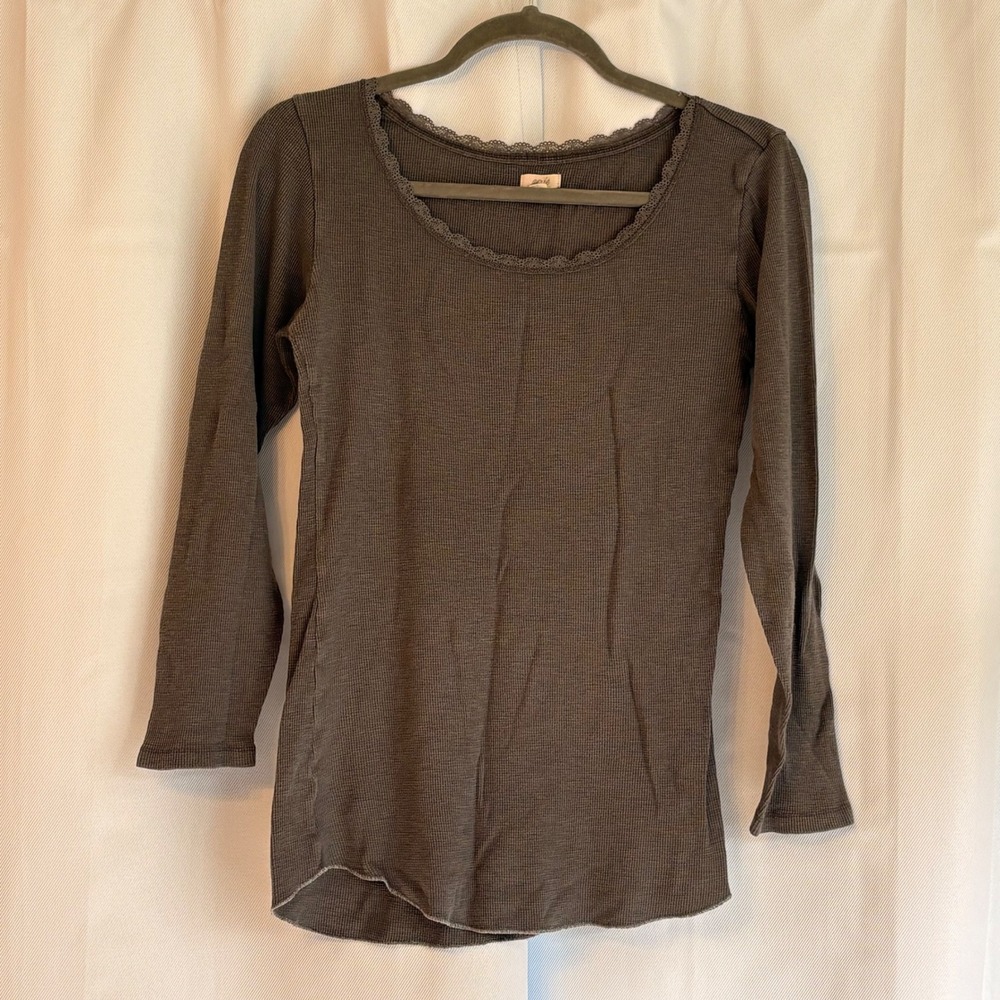 Y2K Aeri Bella Swan Twilight Core Thermal Top Lace Trim Fairy Grunge L